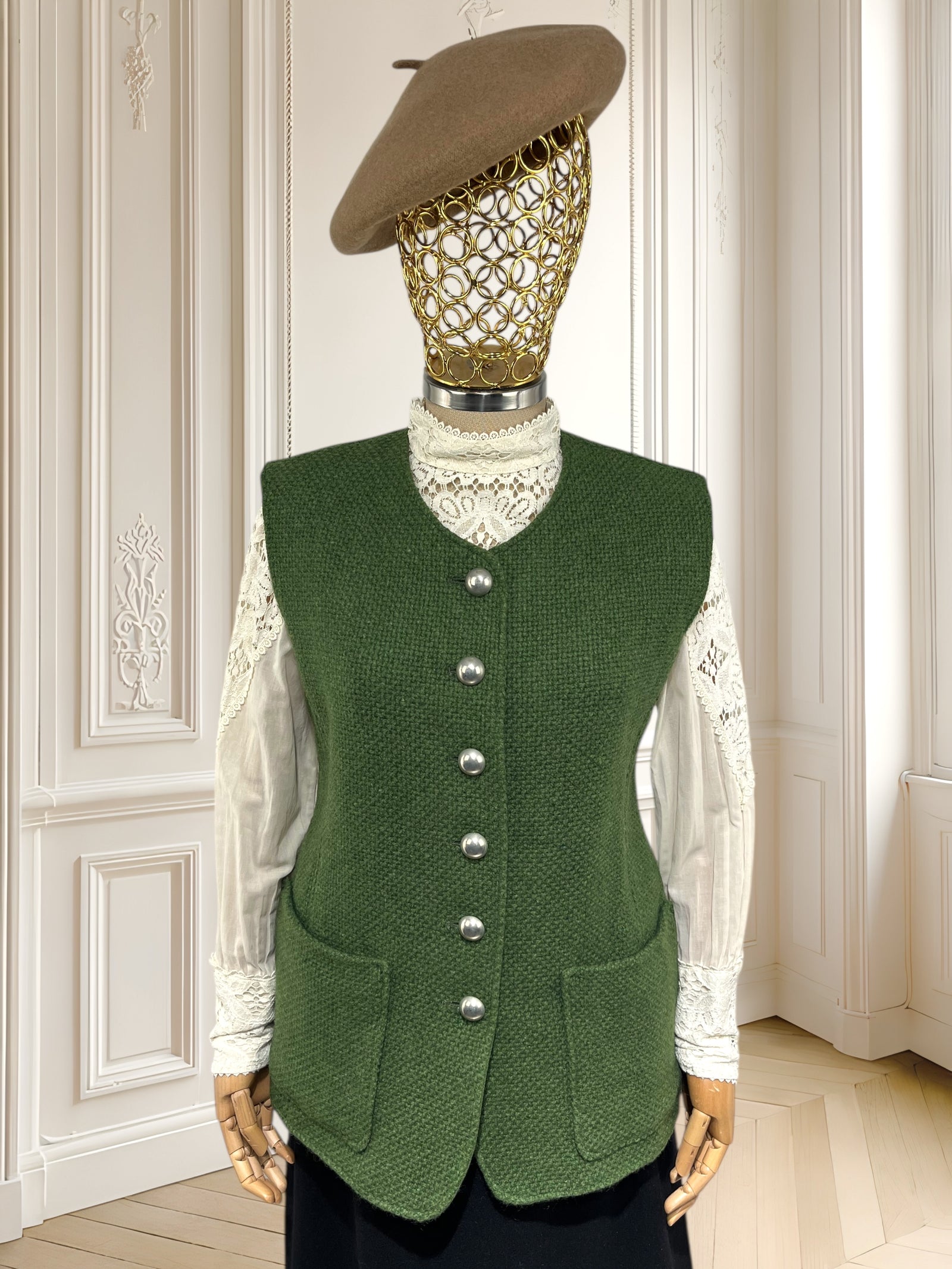 Vestă vintage din lână pură mărimea M