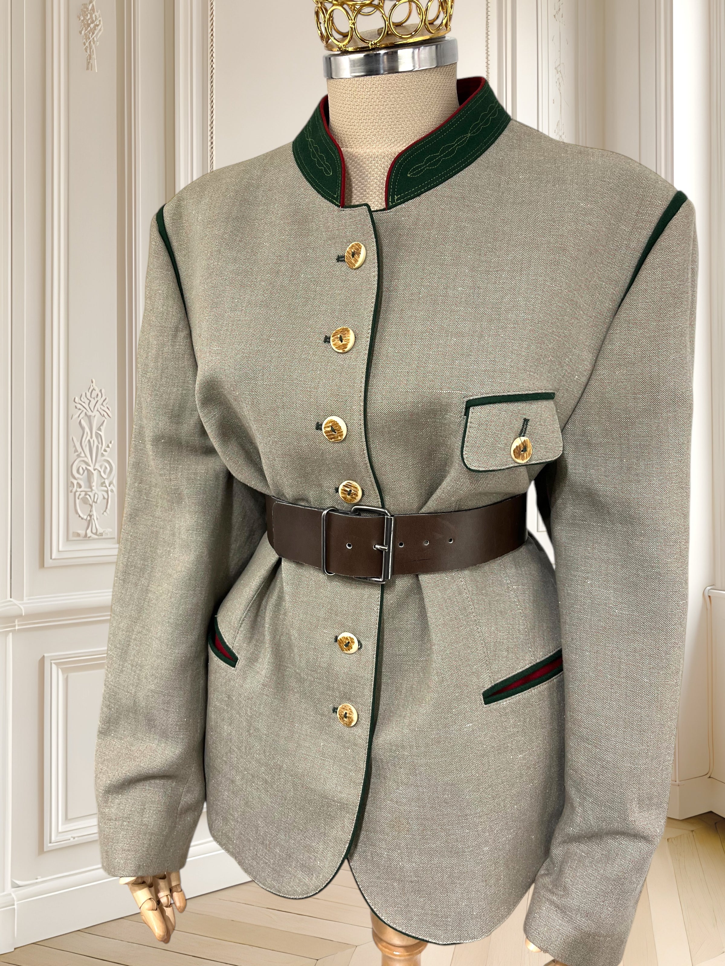 Sacou vintage din in și bumbac mărimea L