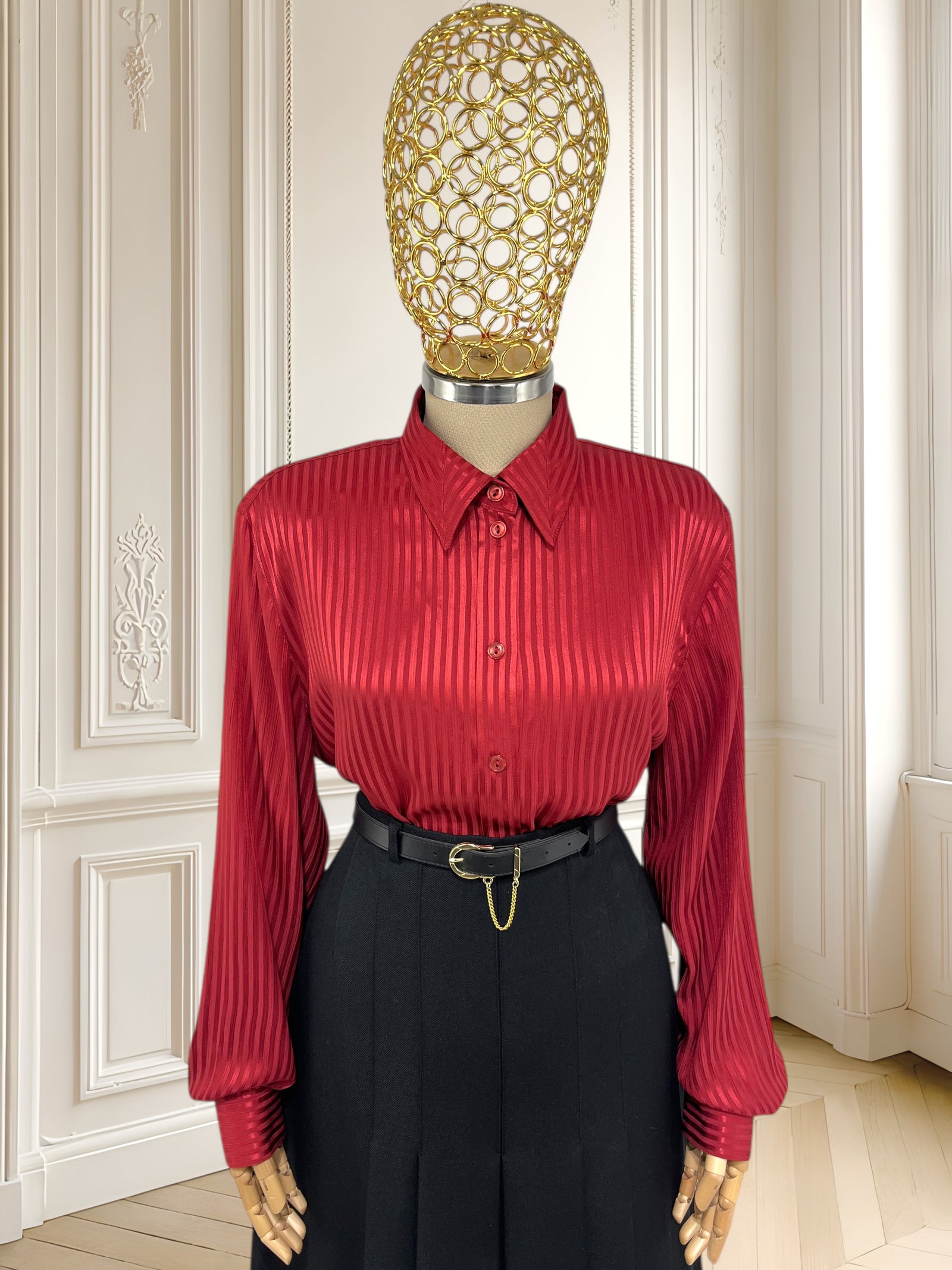 Cămașă vintage cu dungi satinate mărimea XL