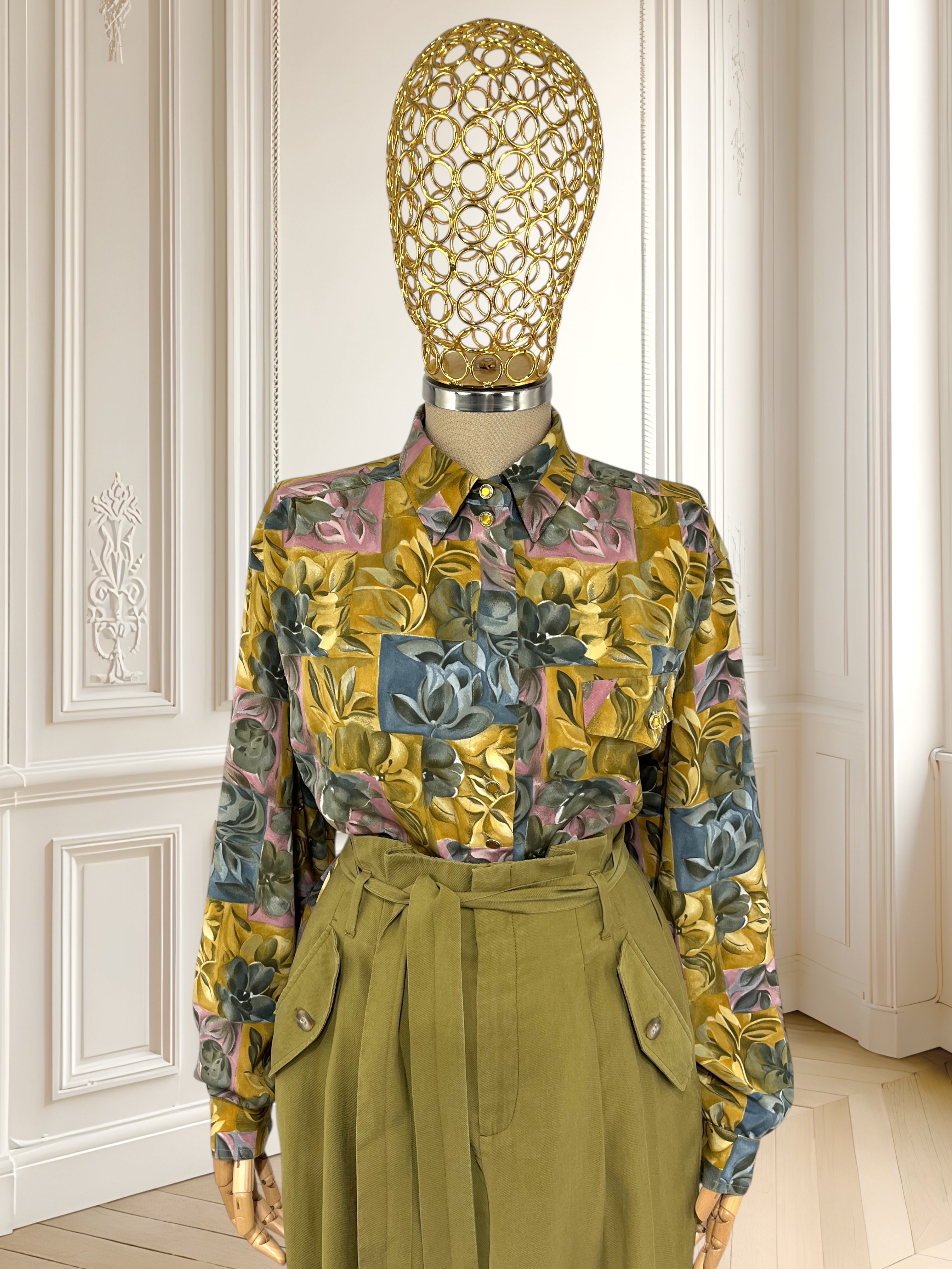 Cămașă vintage cu print floral mărimea XL