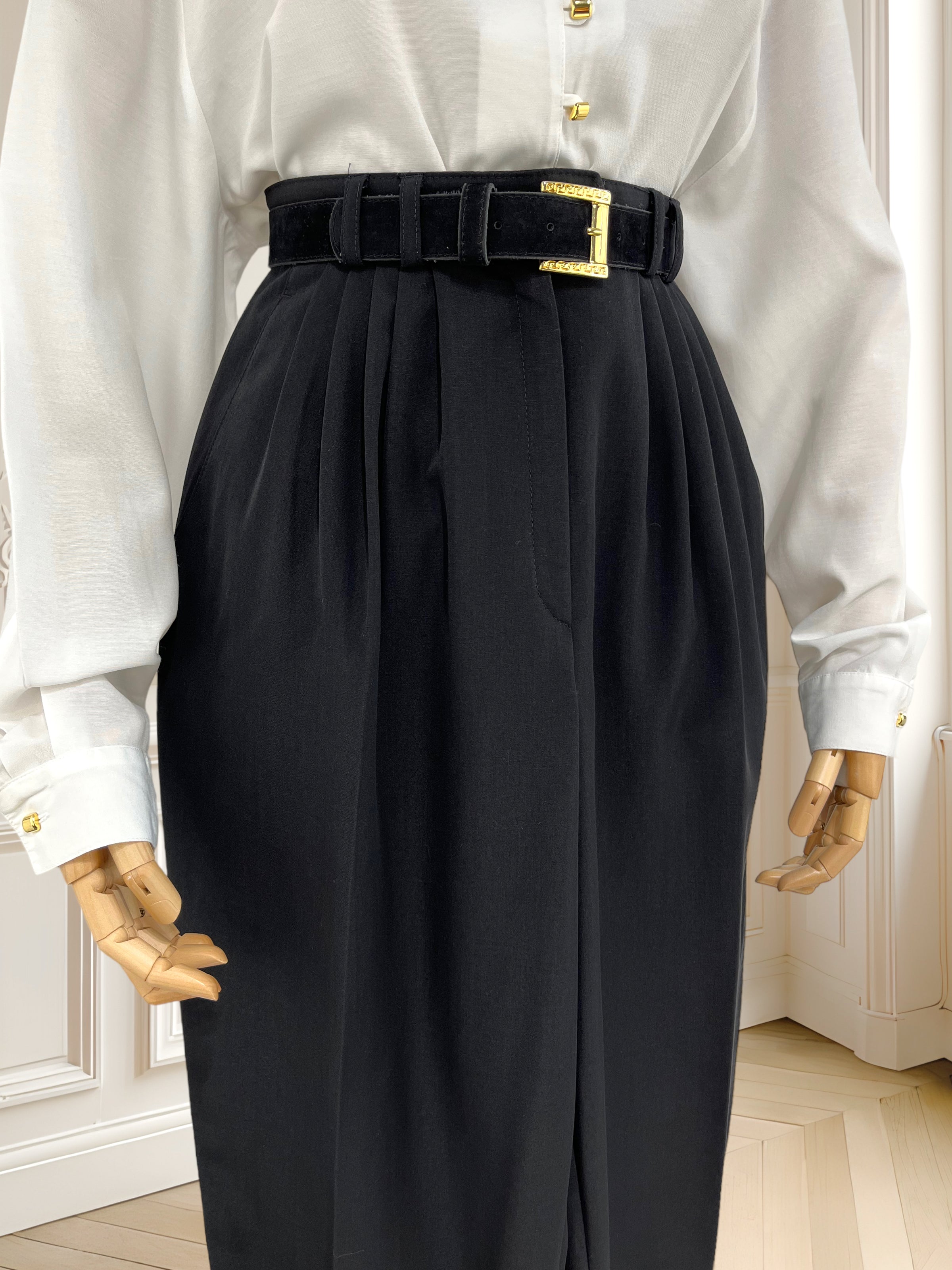 Pantaloni vintage din amestec de lână pură mărimea S