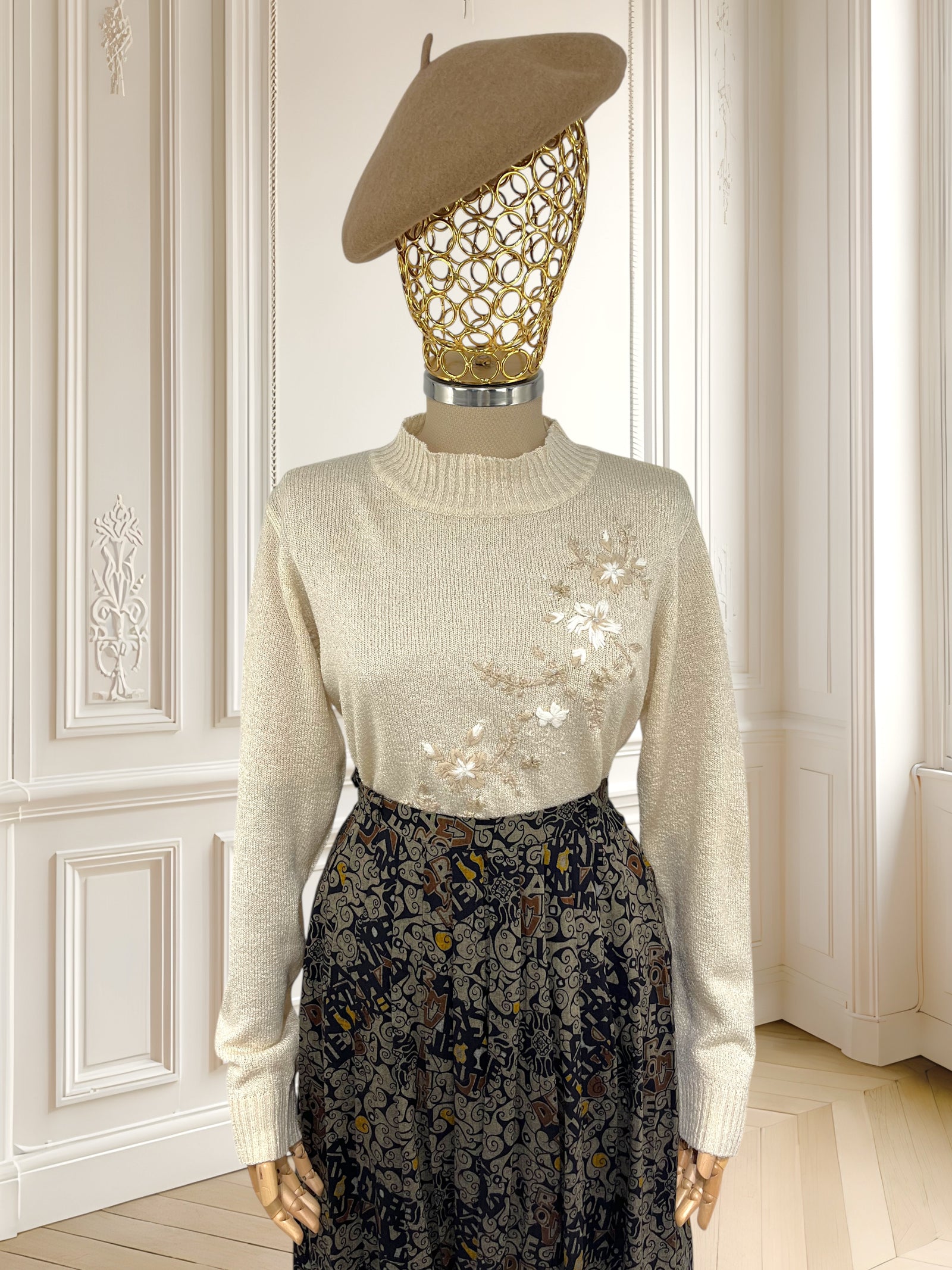 Bluză vintage cu broderie potrivită pentru M/L