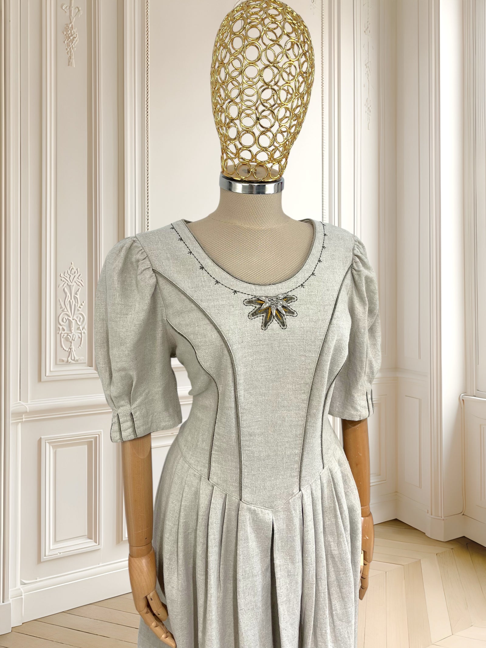 Rochie vintage din in mărimea L