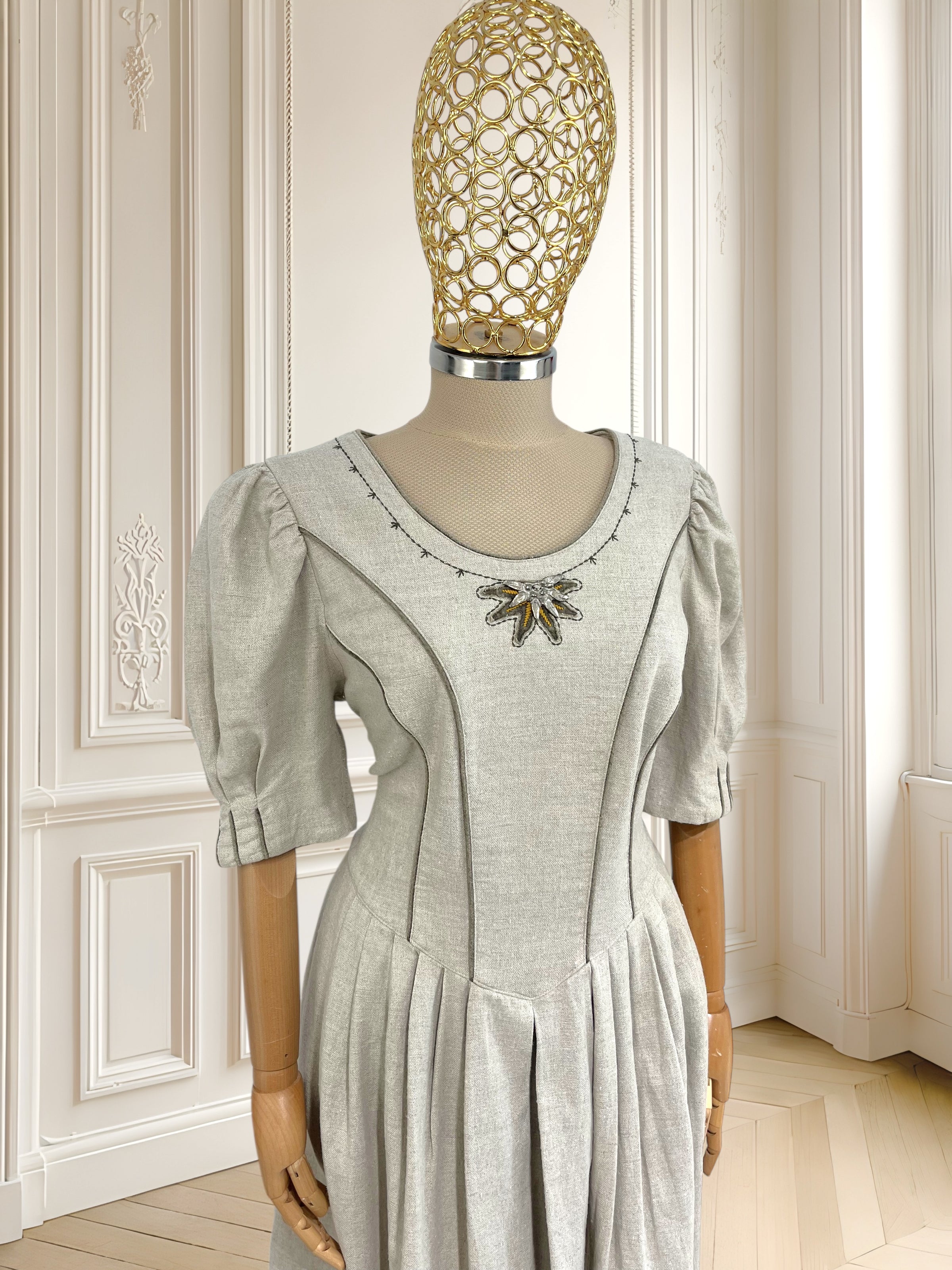 Rochie vintage din in mărimea L