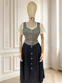 Rochie vintage din in și vâscoză potrivită pentru XS/S