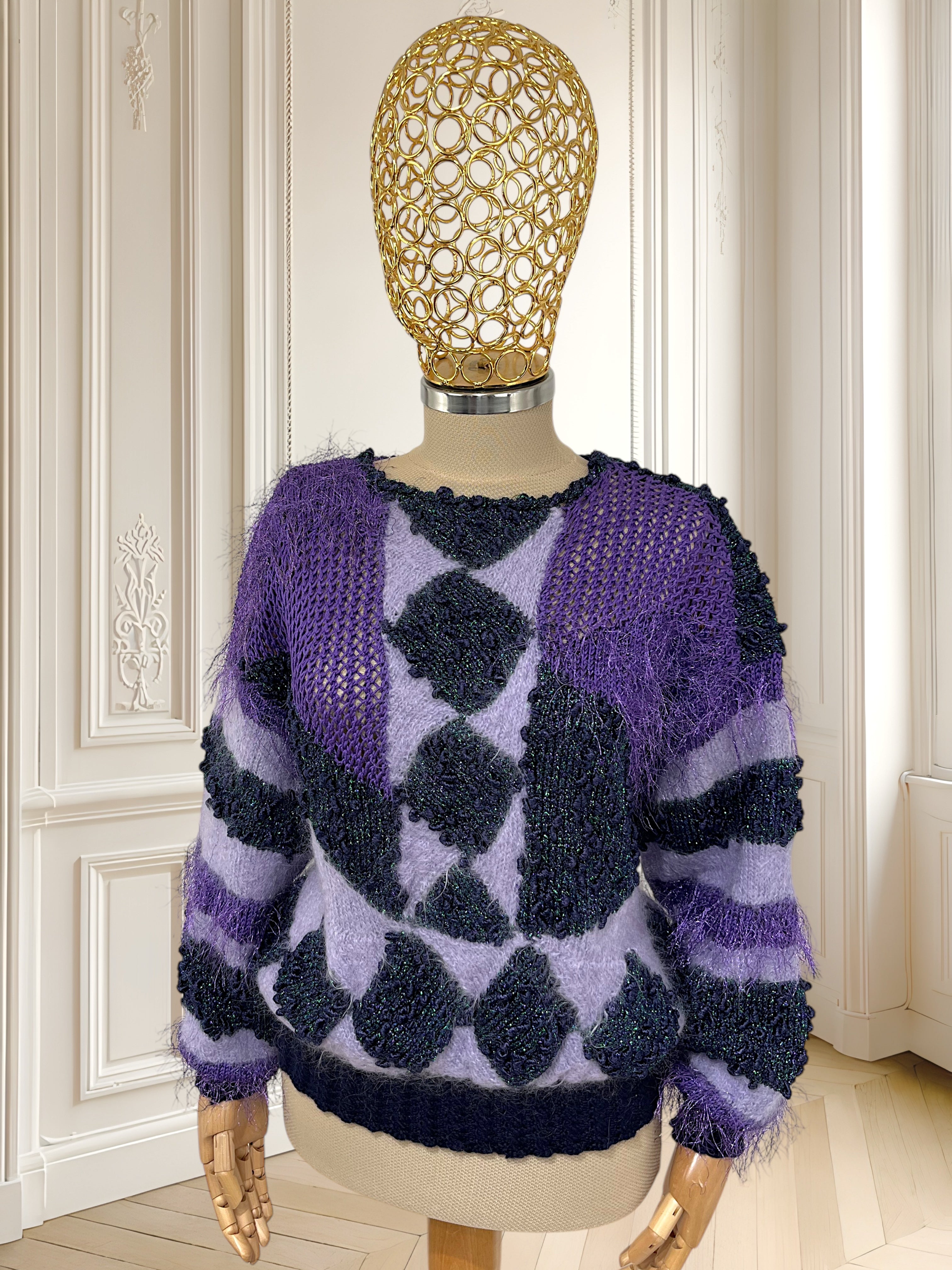 Bluză vintage cu inserții de mohair mărimea M