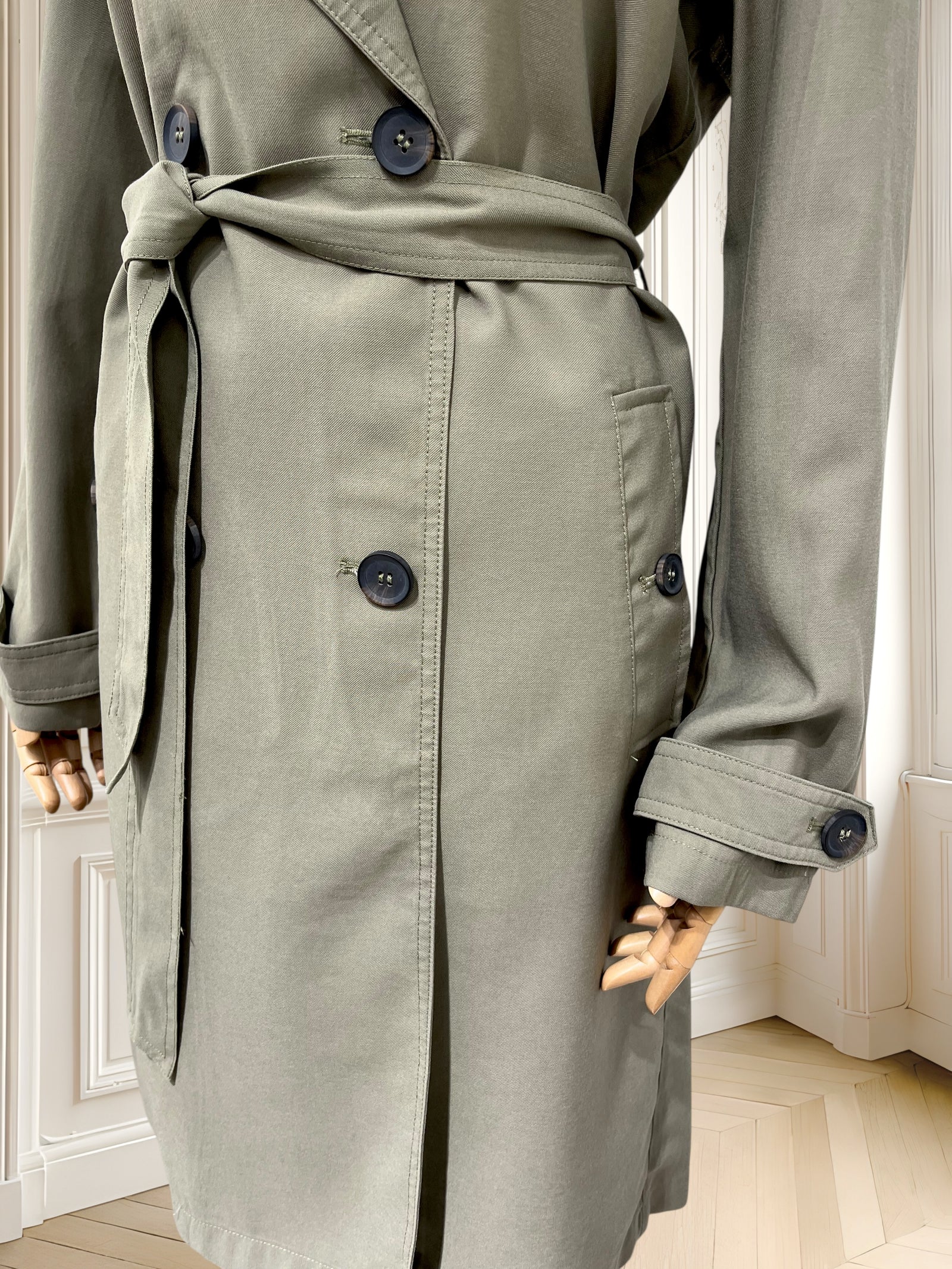 Trench coat din amestec de vâscoză potrivit pentru M/L