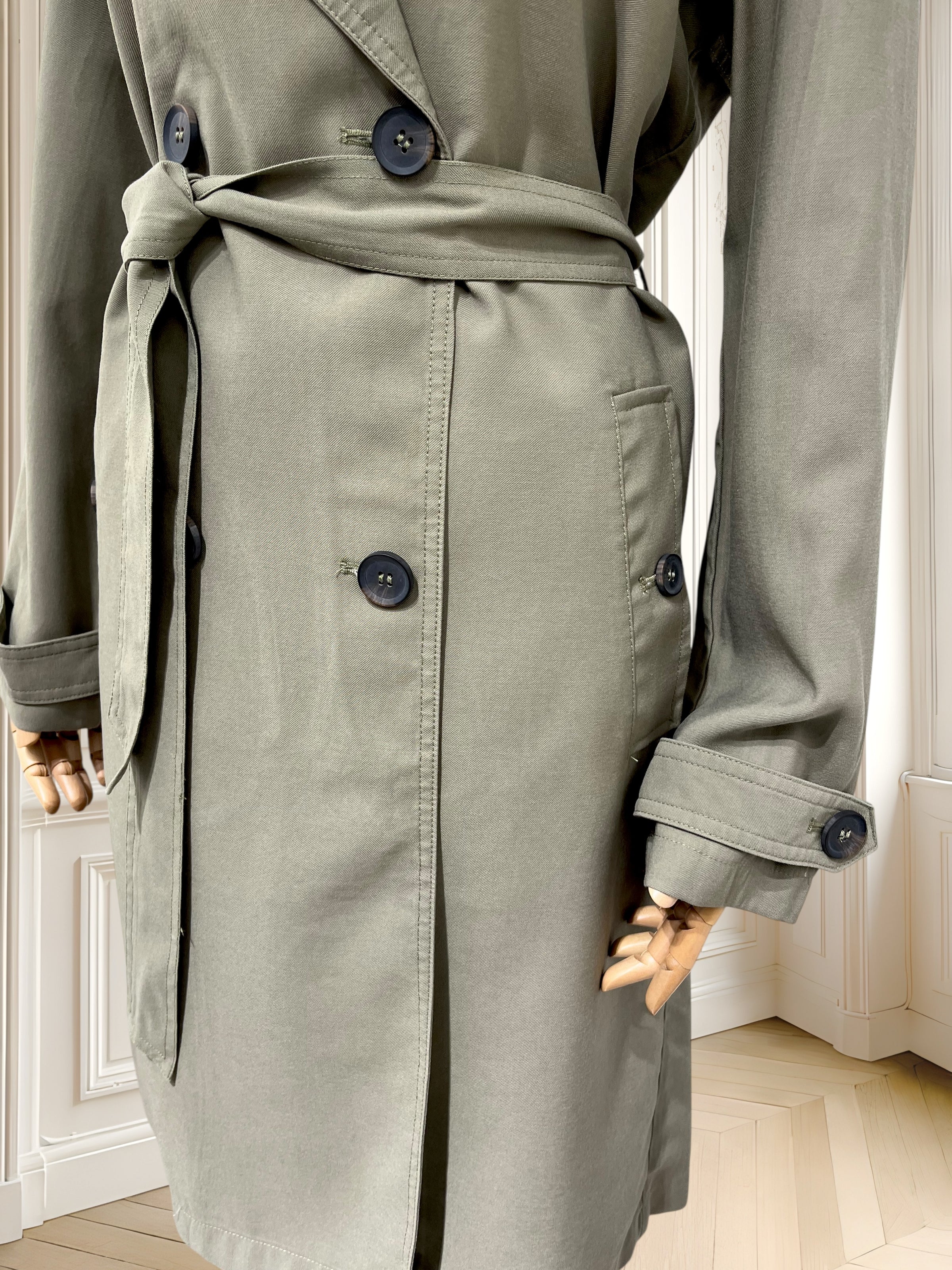 Trench coat din amestec de vâscoză potrivit pentru M/L
