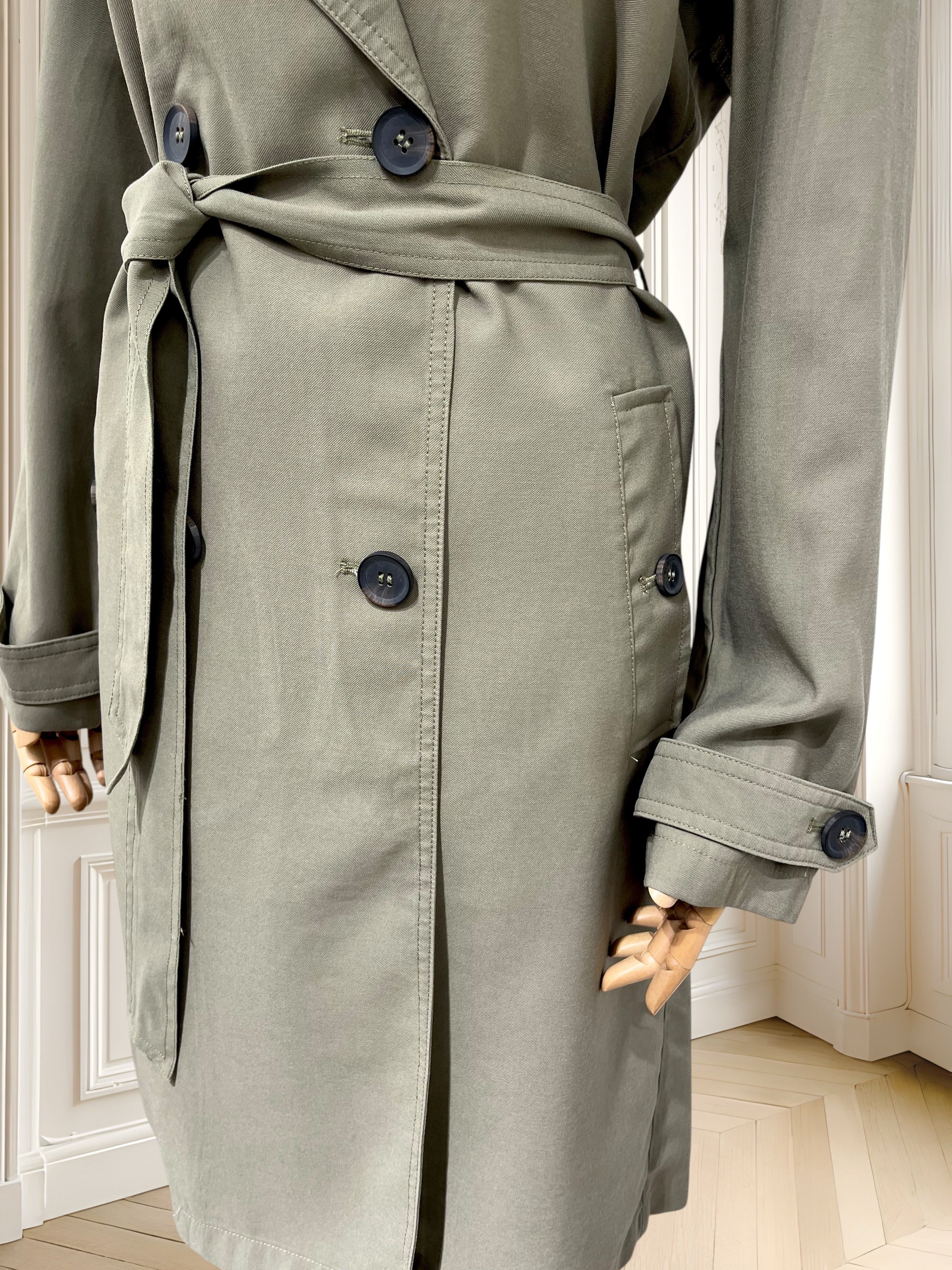 Trench coat din amestec de vâscoză potrivit pentru M/L