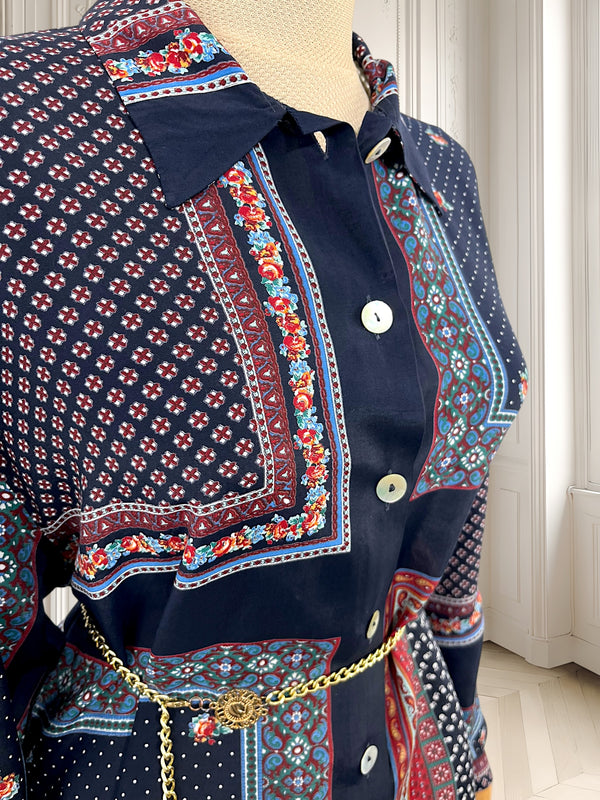 Cămașă vintage din vâscoză potrivită pentru L/XL