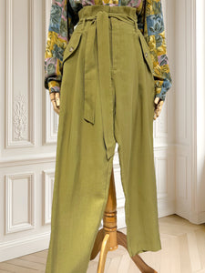 Pantaloni olive din lyocell mărimea S