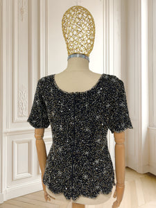 Tricou vintage cu paiete potrivit pentru S/M