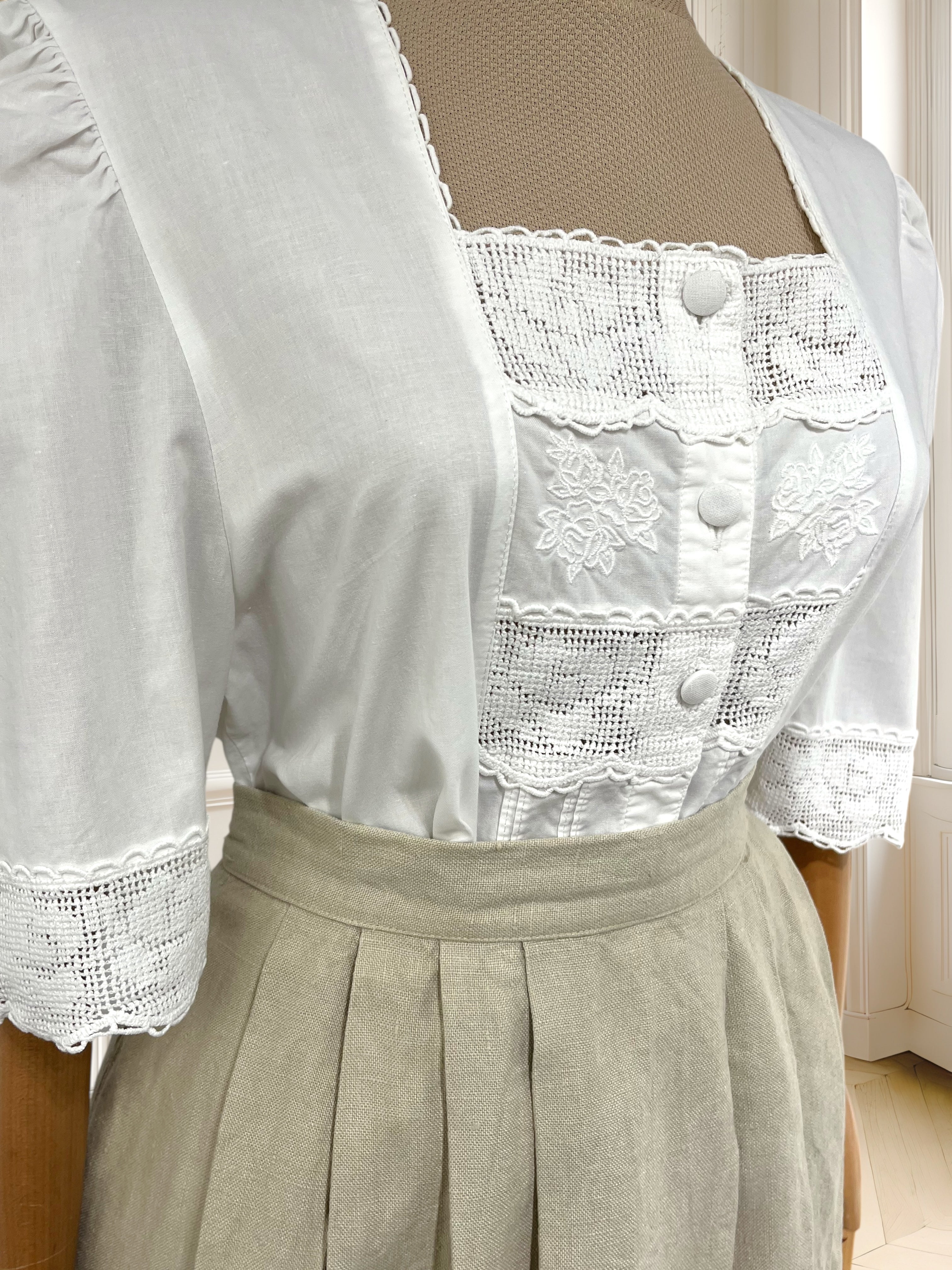 Cămașă vintage din bumbac cu broderie mărimea L