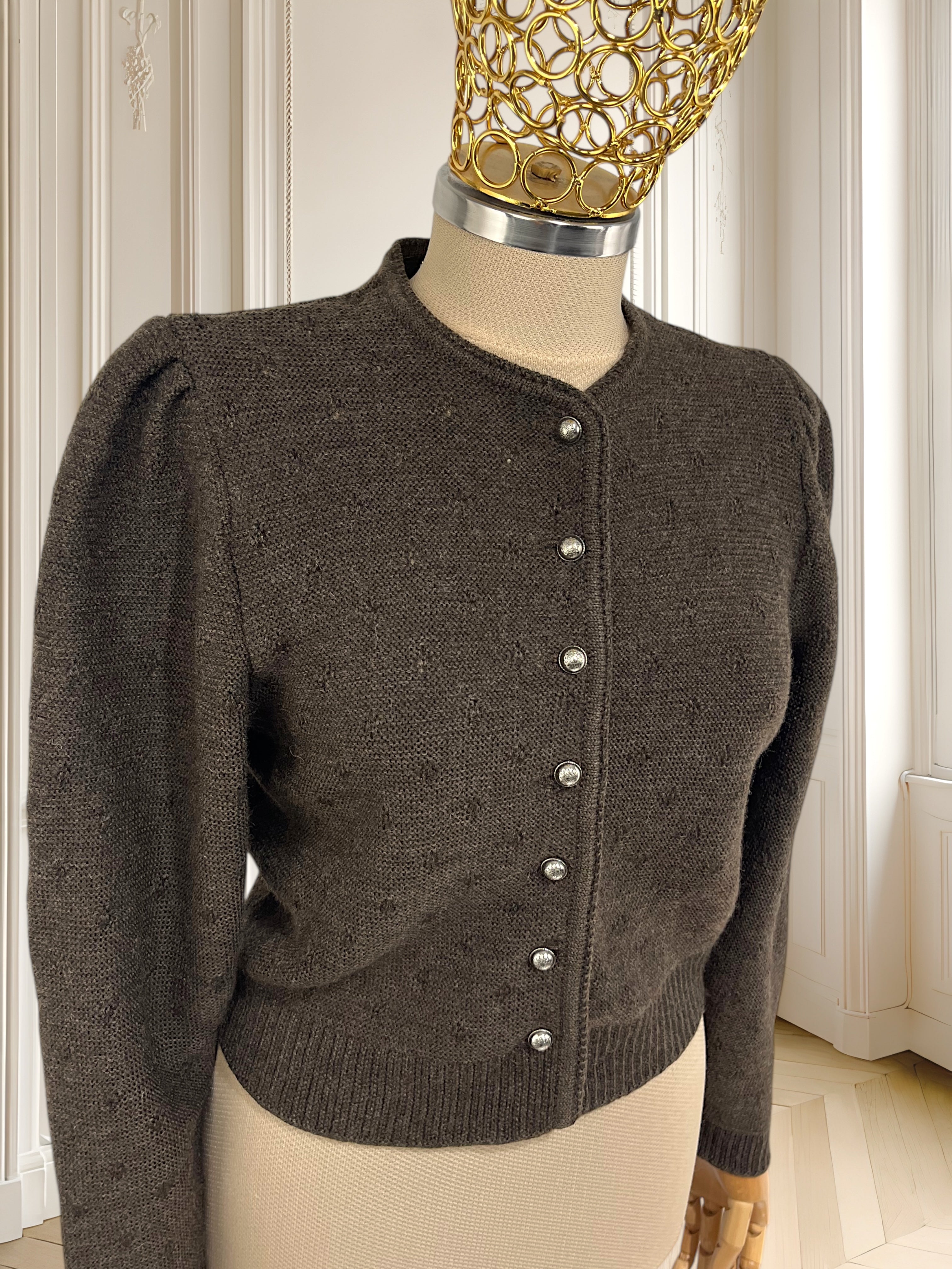 Cardigan vintage din lână pură potrivit pentru S/M