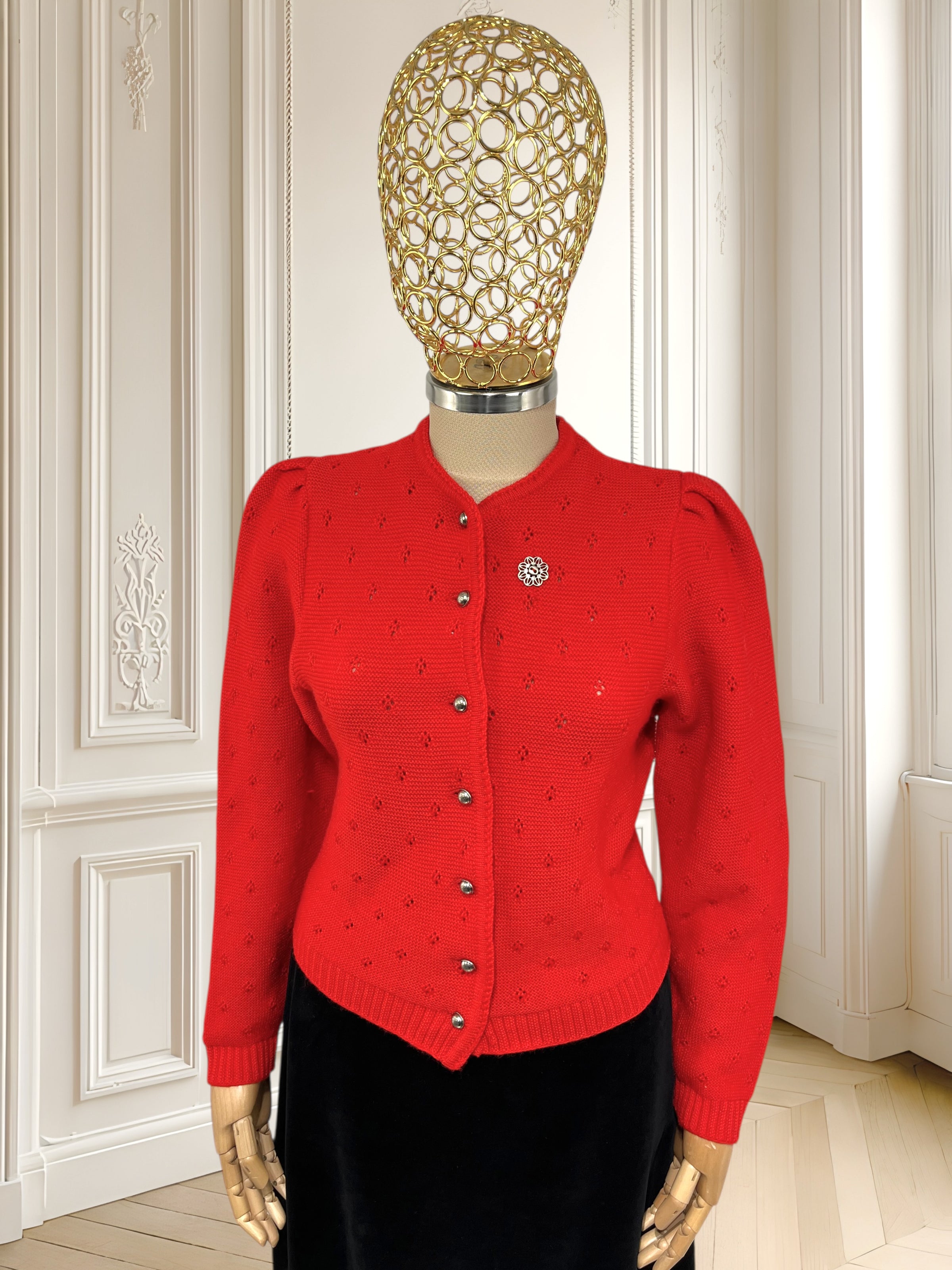 Cardigan vintage din lână pură potrivit pentru XS/S