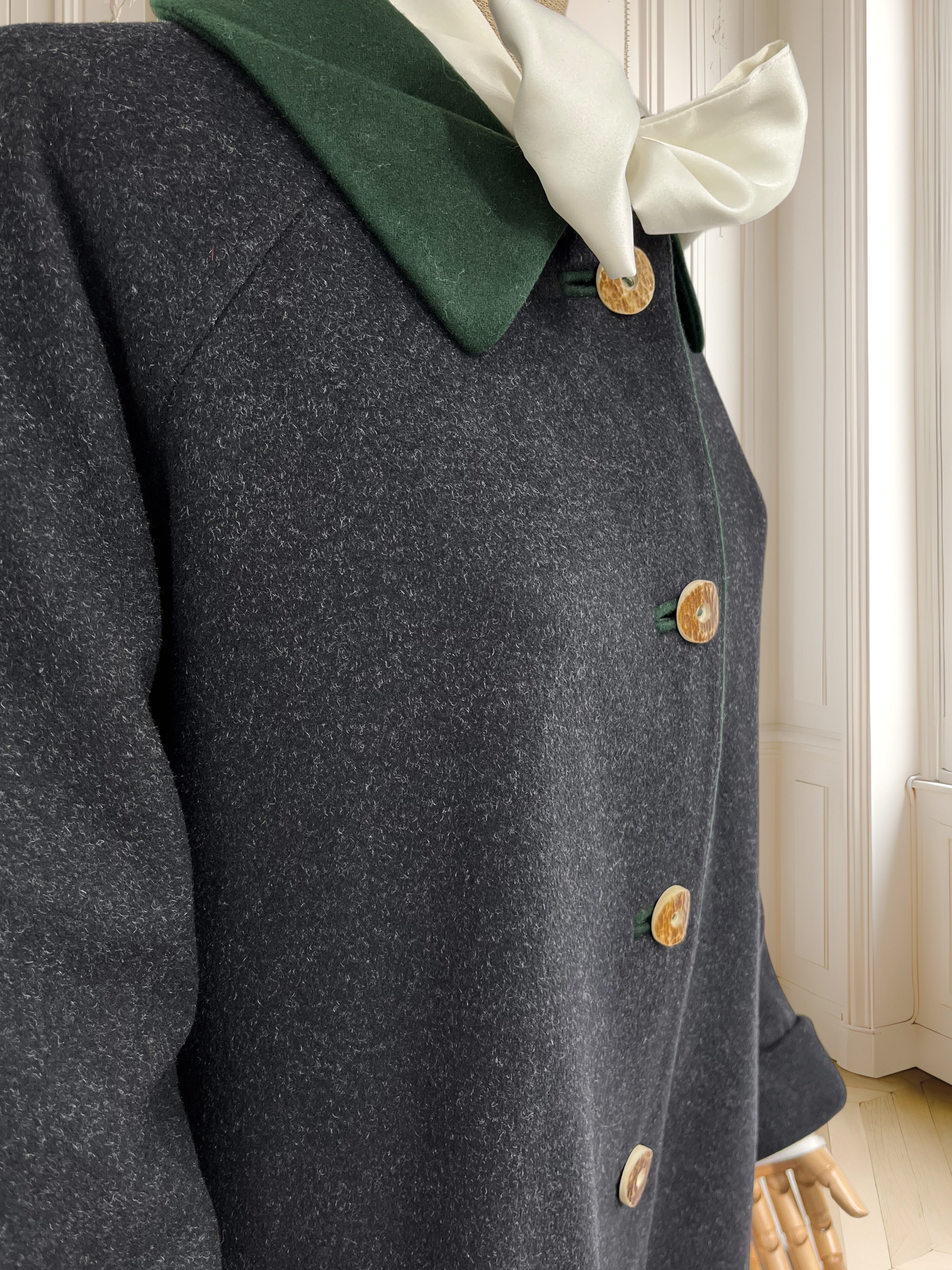 Palton vintage supradimensionat din lână și cașmir potrivit pentru L/XL