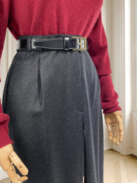 Pantaloni din lână pură cu talie înaltă și pense mărimea L