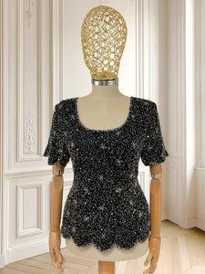 Tricou vintage cu paiete potrivit pentru S/M