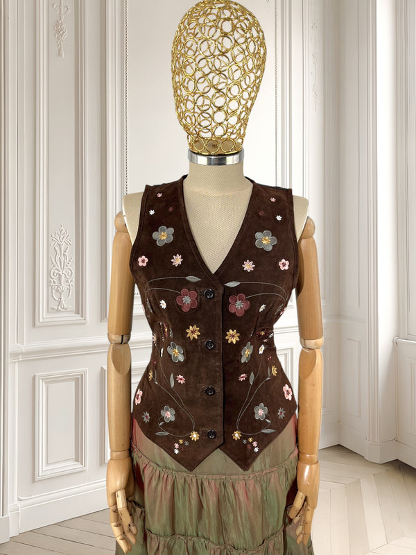Vestă vintage din piele naturală mărimea S