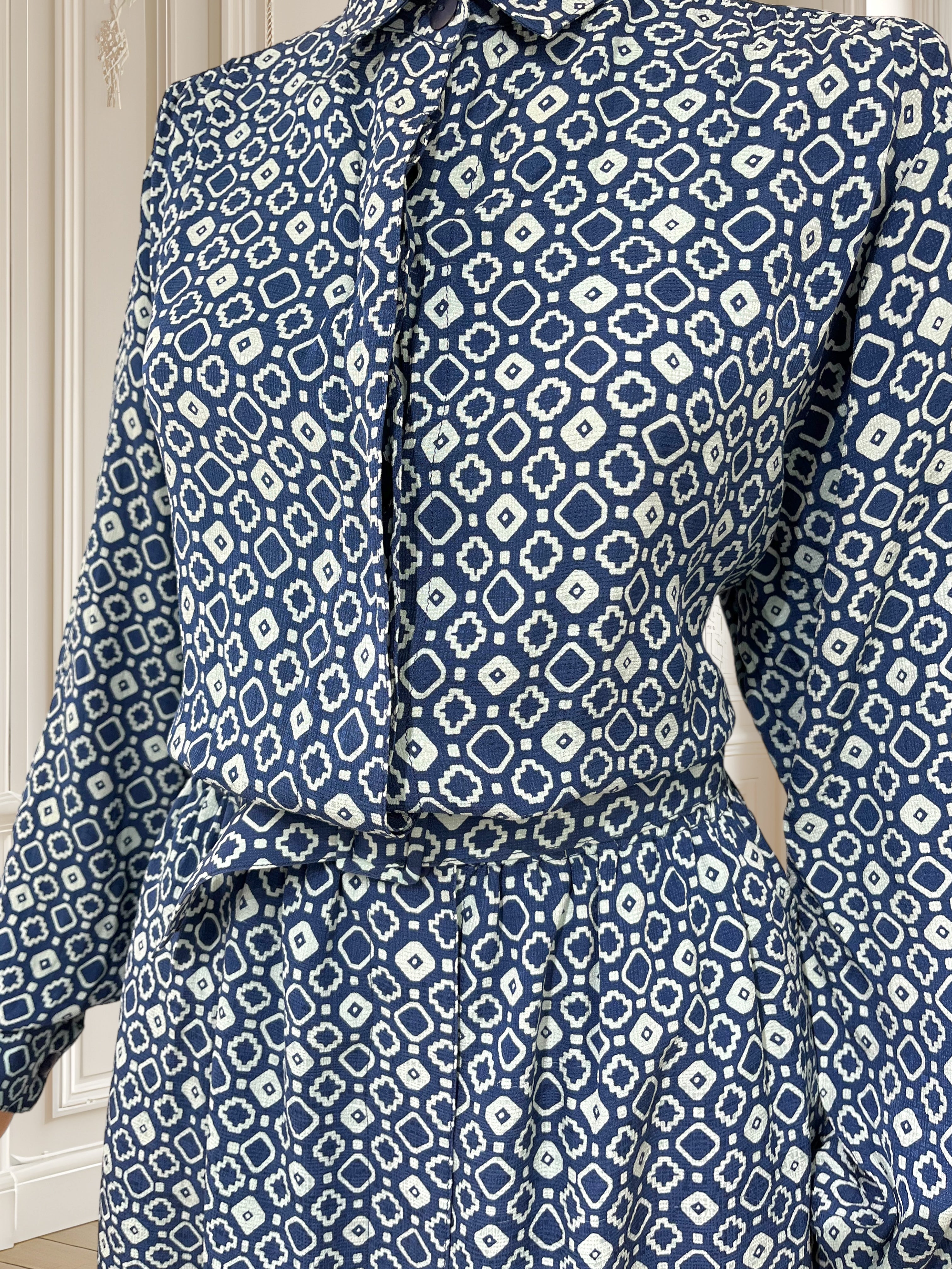 Rochie vintage cu print geometric potrivită pentru M/L