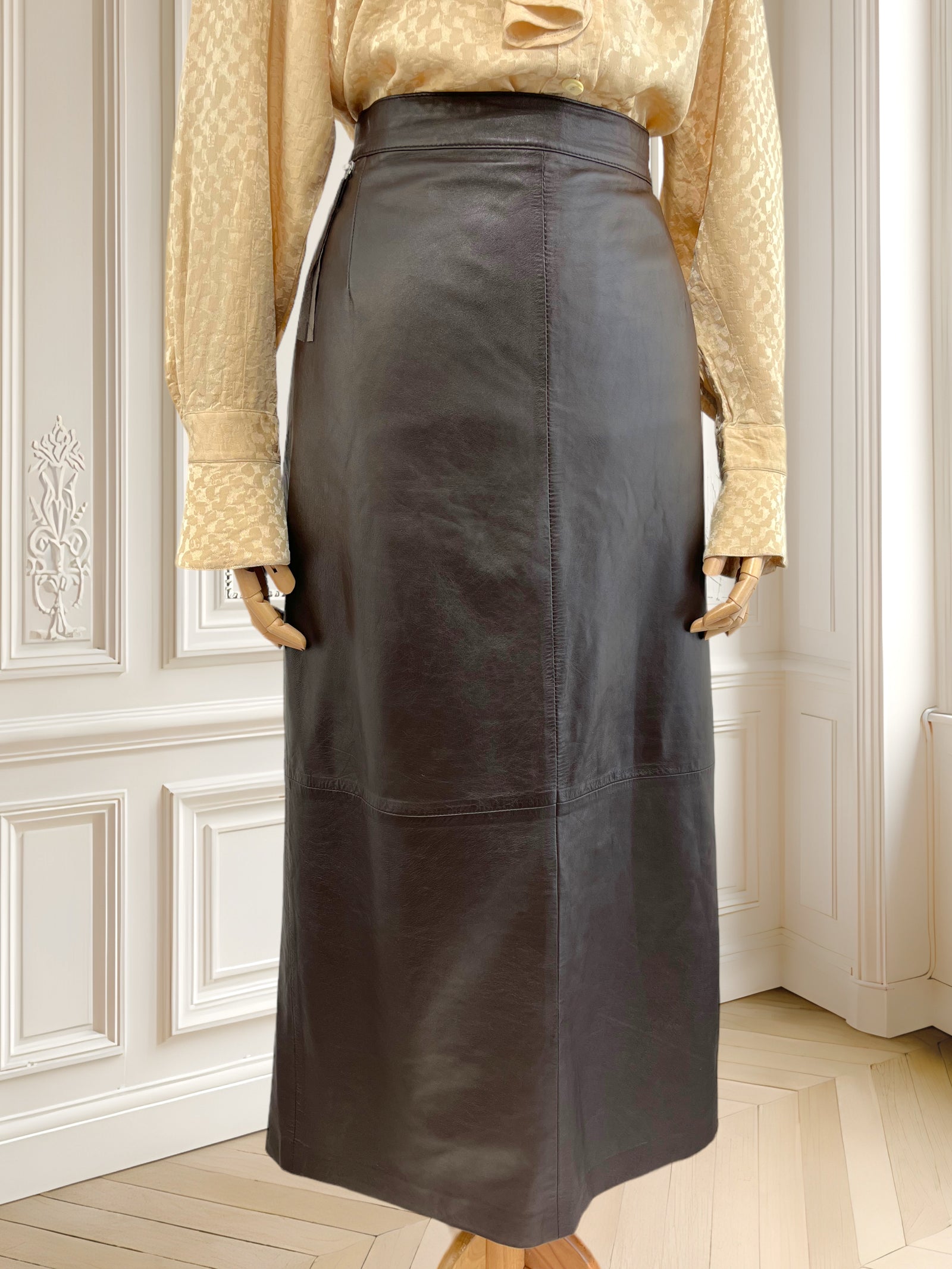 Fustă vintage din piele moale potrivită pentru L/XL
