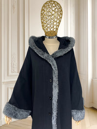 Capă vintage din lână și cașmir potrivită pentru L/XL