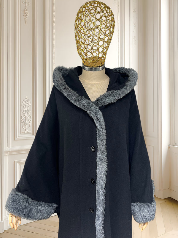 Capă vintage din lână și cașmir potrivită pentru L/XL