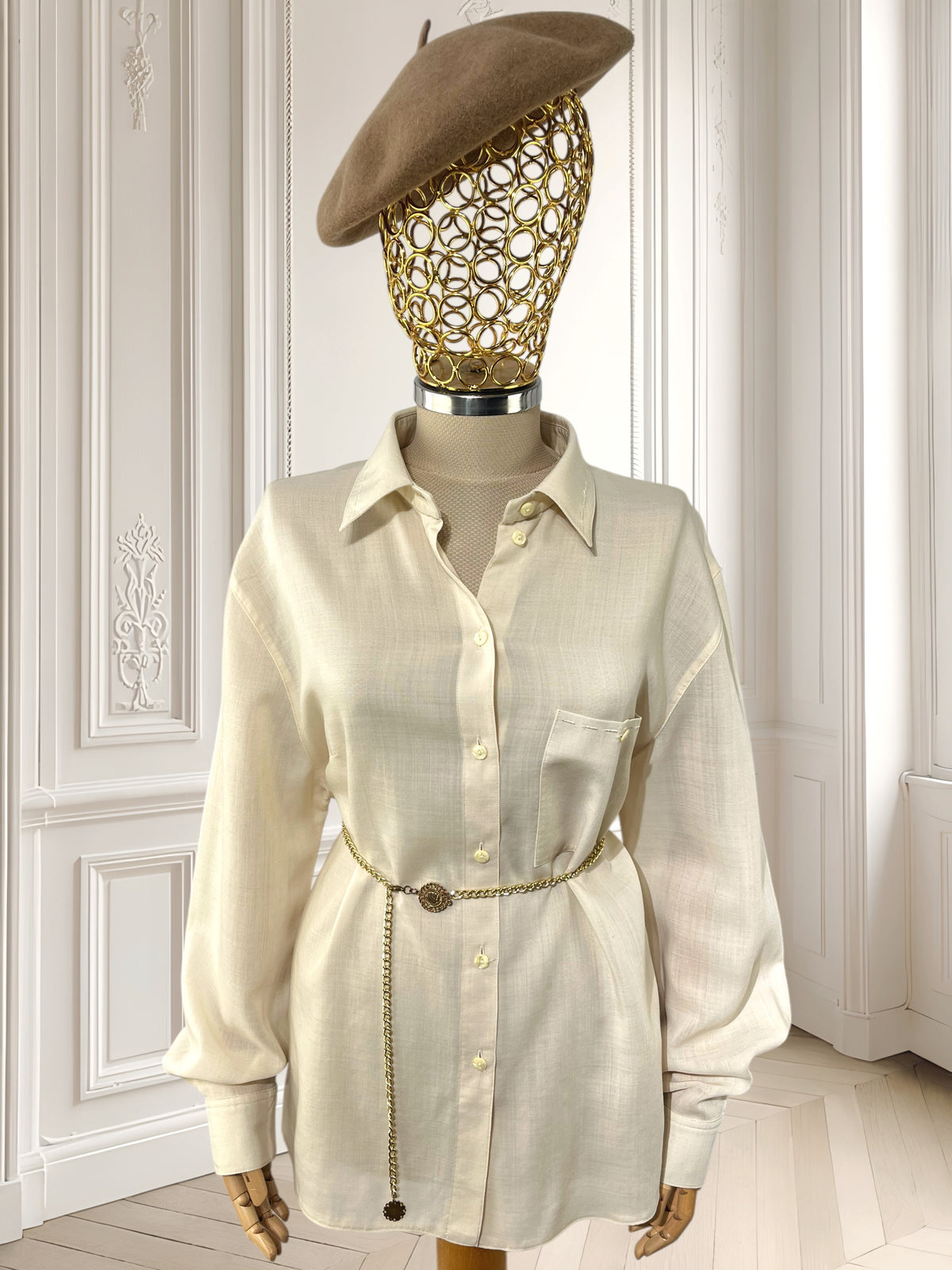 Cămașă vintage din lână pură potrivită pentru L/XL