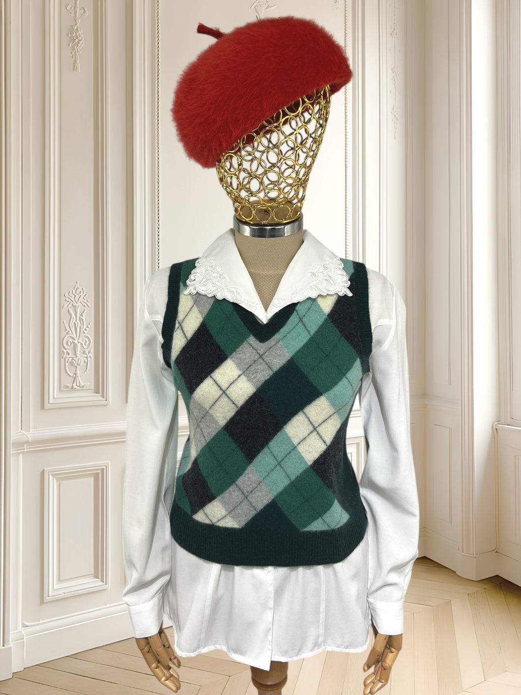 Vestă vintage din lână pură mărimea S