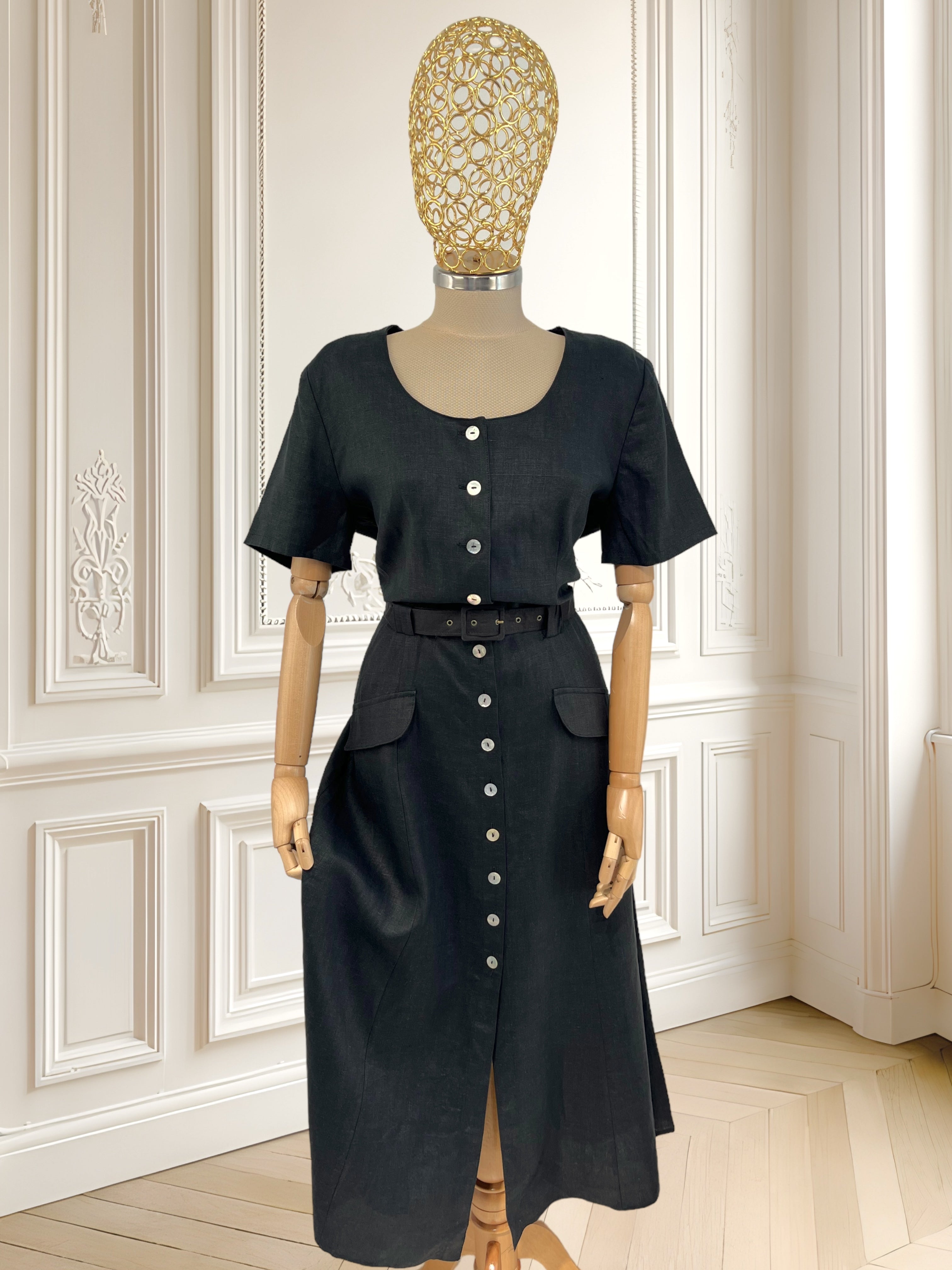 Rochie neagră din in mărimea L
