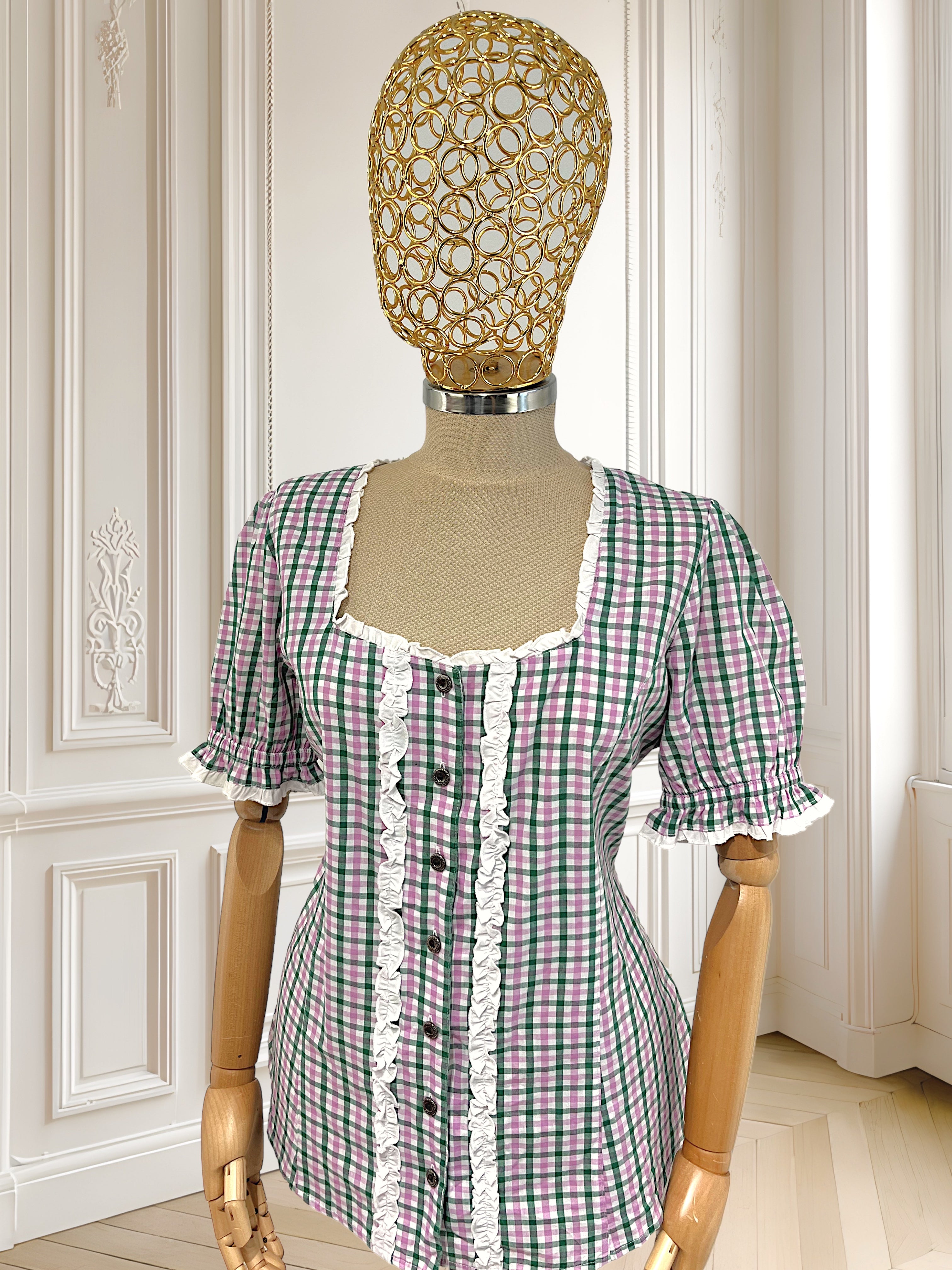 Cămașă vintage în carouri potrivită pentru L/XL
