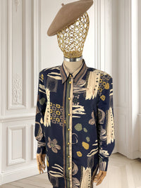 Cămașă vintage bleumarin cu nasturi aurii mărimea XL
