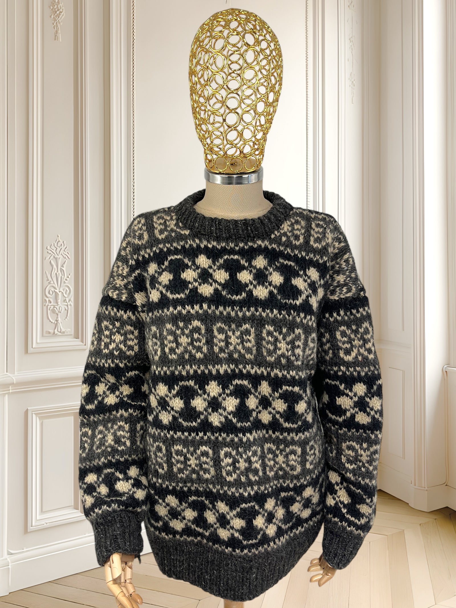 Pulover vintage din lână potrivit pentru L/XL