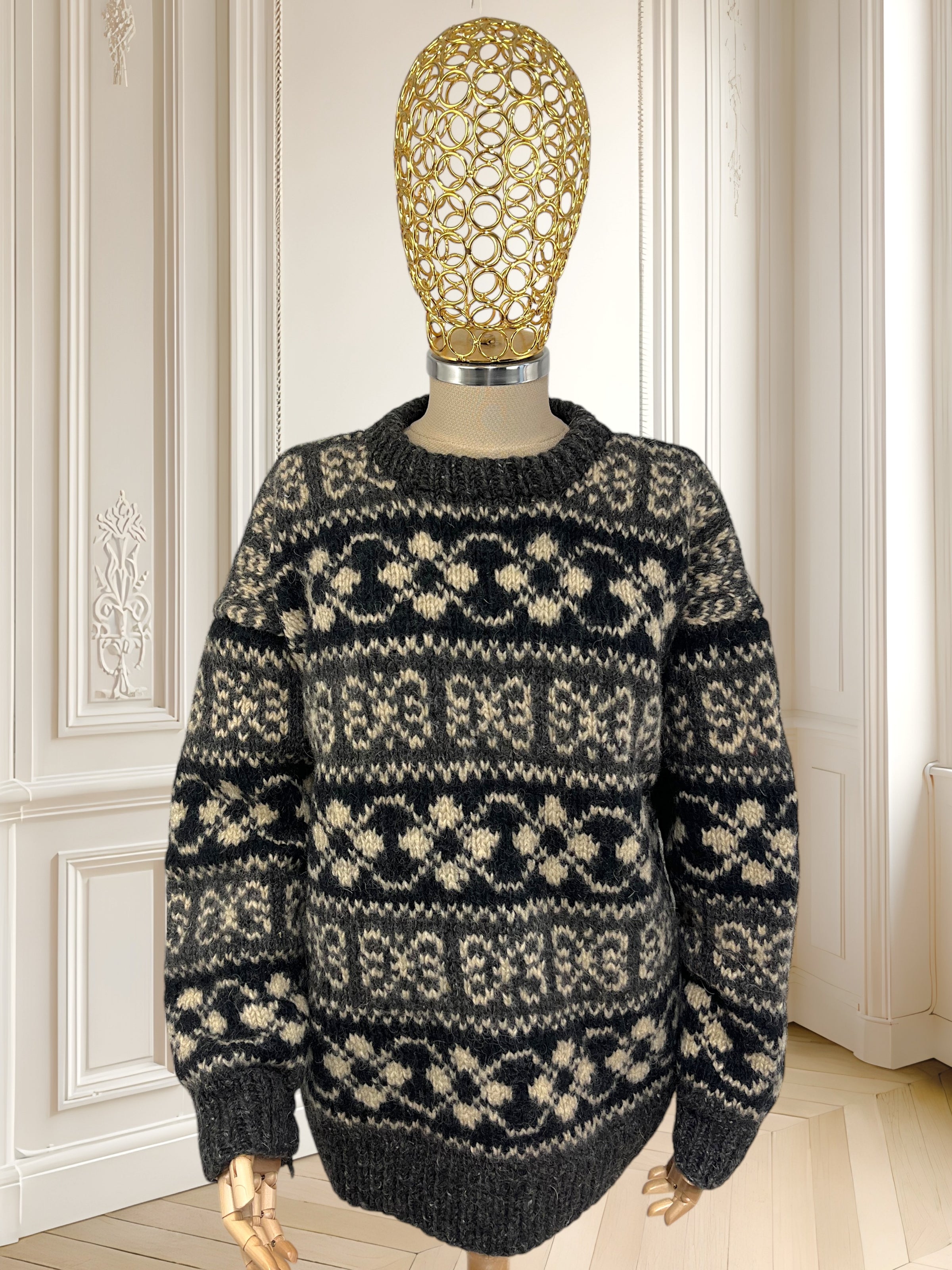 Pulover vintage din lână potrivit pentru L/XL