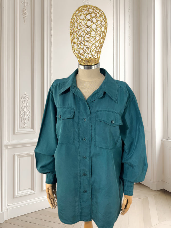 Cămașă vintage din mătase potrivită pentru XL/XXL