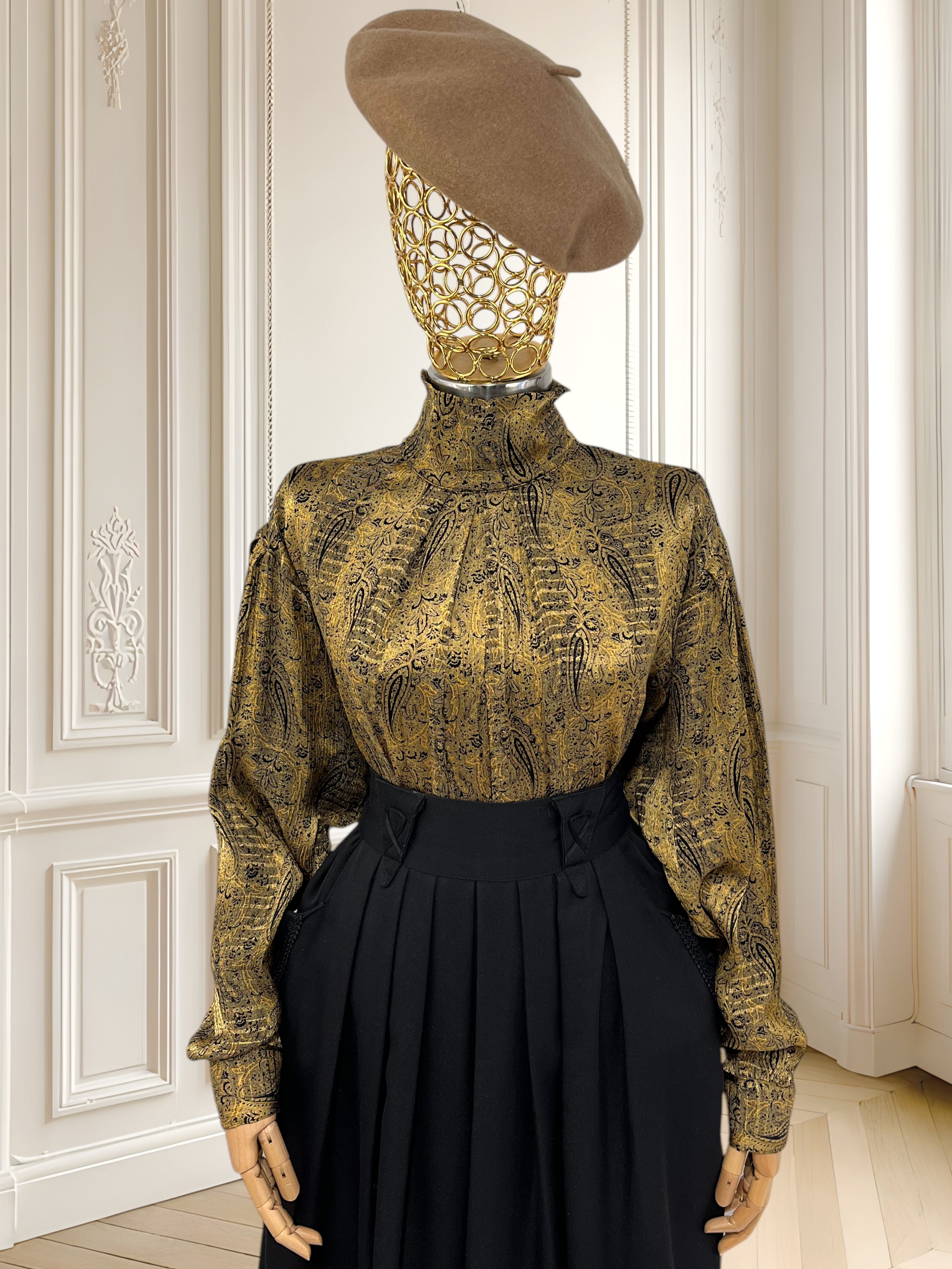Cămașă vintage din vâscoză cu print paisley potrivită pentru M/L
