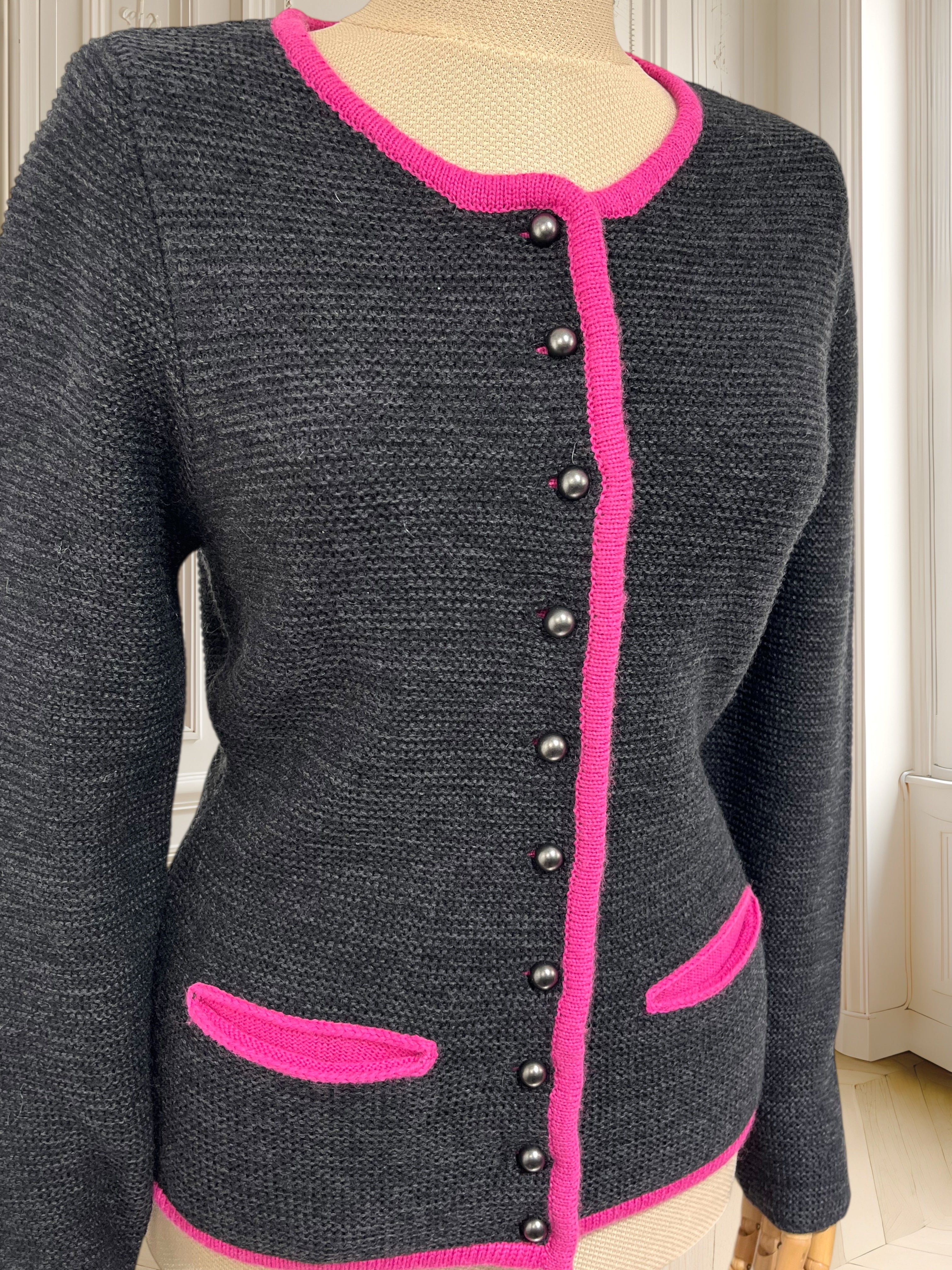 Cardigan vintage din amestec de lână pură potrivit pentru XS/S