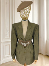 Încarcă imaginea în vizualizatorul Galerie, Sacou olive din vâscoză și mohair mărimea L
