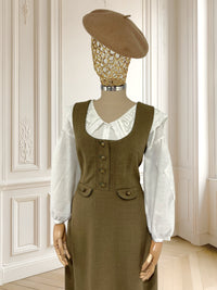 Rochie olive din amestec de lână pură potrivită pentru M/L