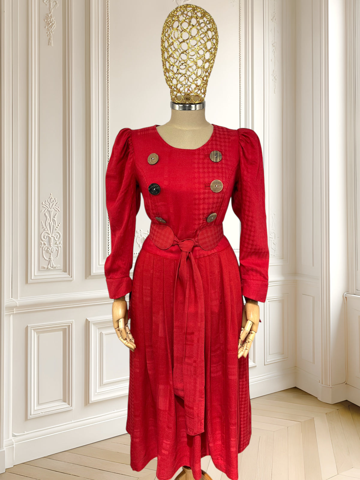 Rochie vintage din mătase și lână pură mărimea S