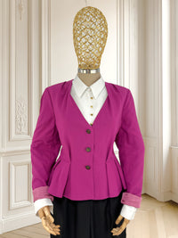 Sacou fuchsia cu croi peplum potrivit pentru M/L