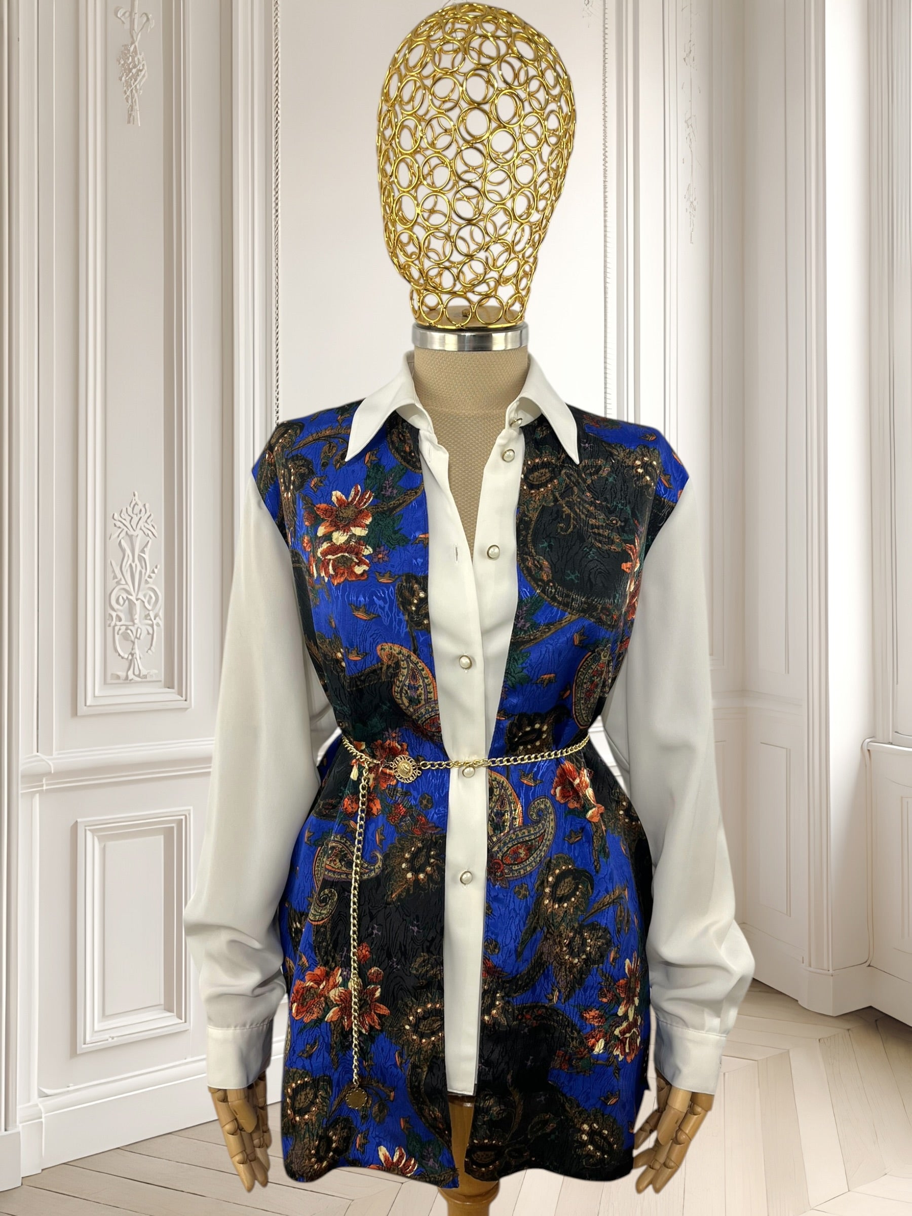 Cămașă vintage cu nasturi bijuterie mărimea XL