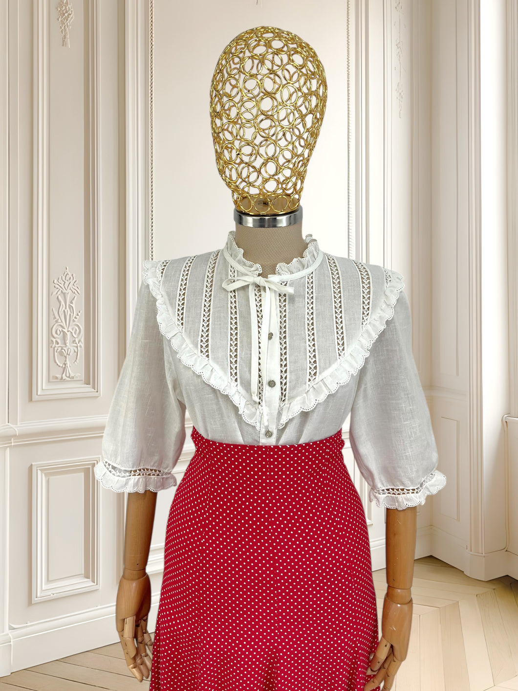 Cămașă vintage albă potrivită pentru M/L