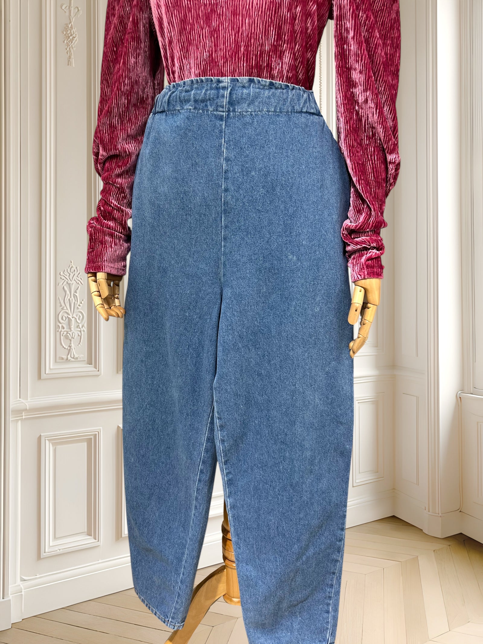 Jeans vintage cu șnur în talie mărimea L