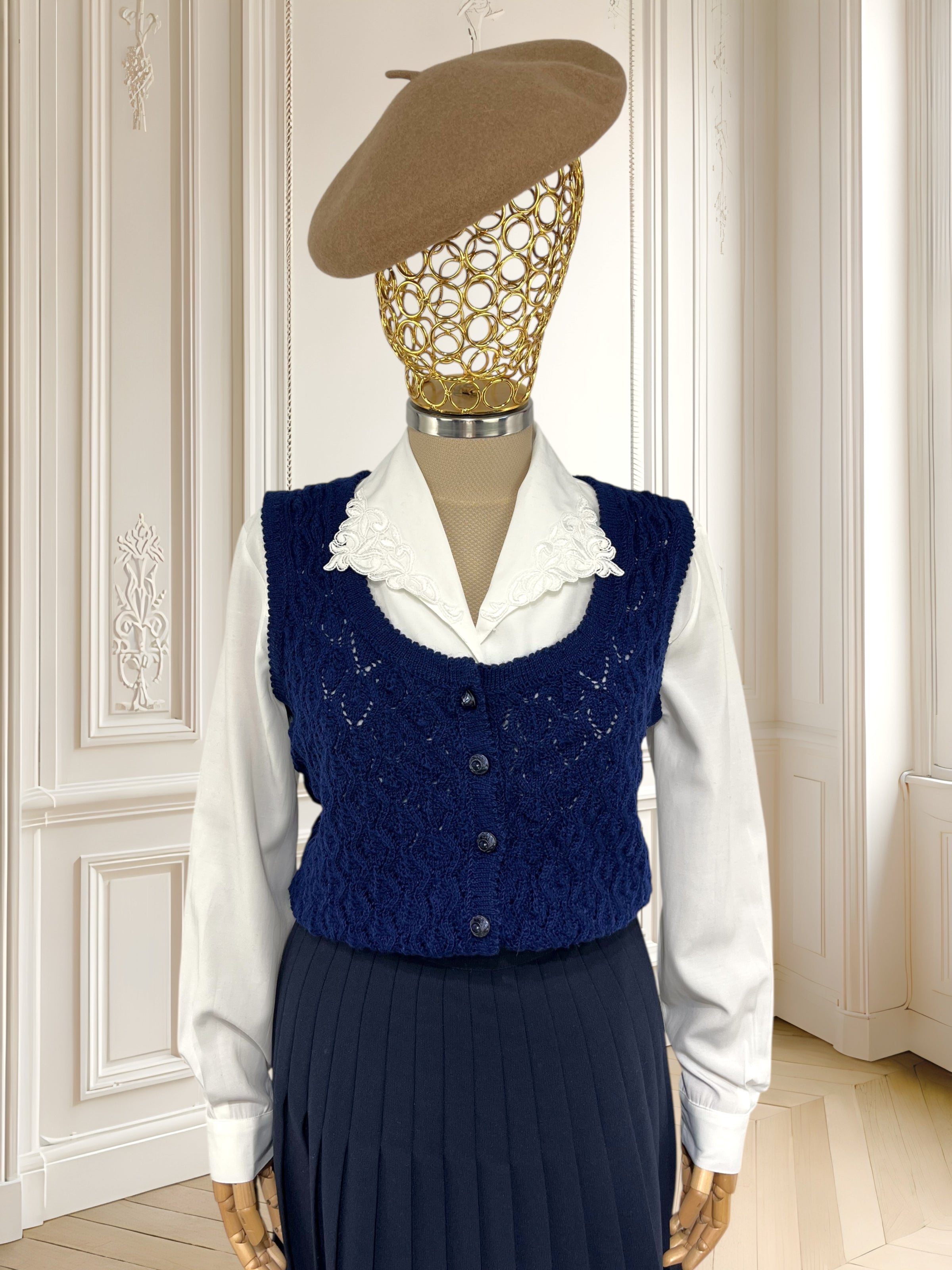 Vestă vintage tricotată din amestec de lână mărimea M