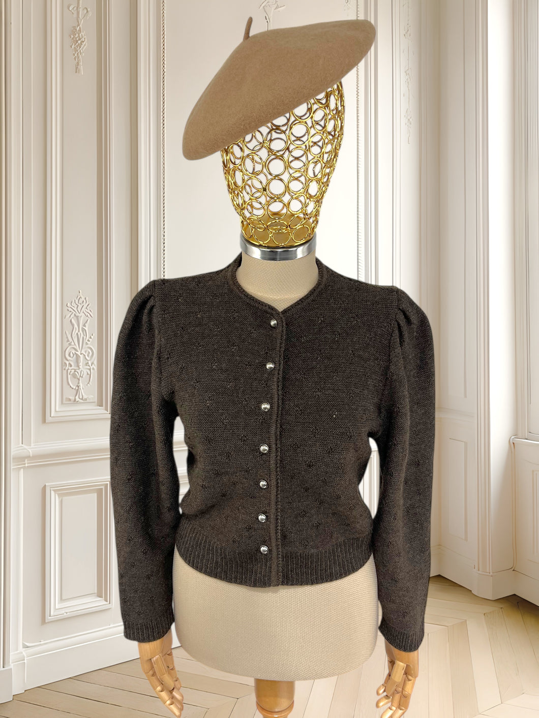 Cardigan vintage din lână pură potrivit pentru S/M