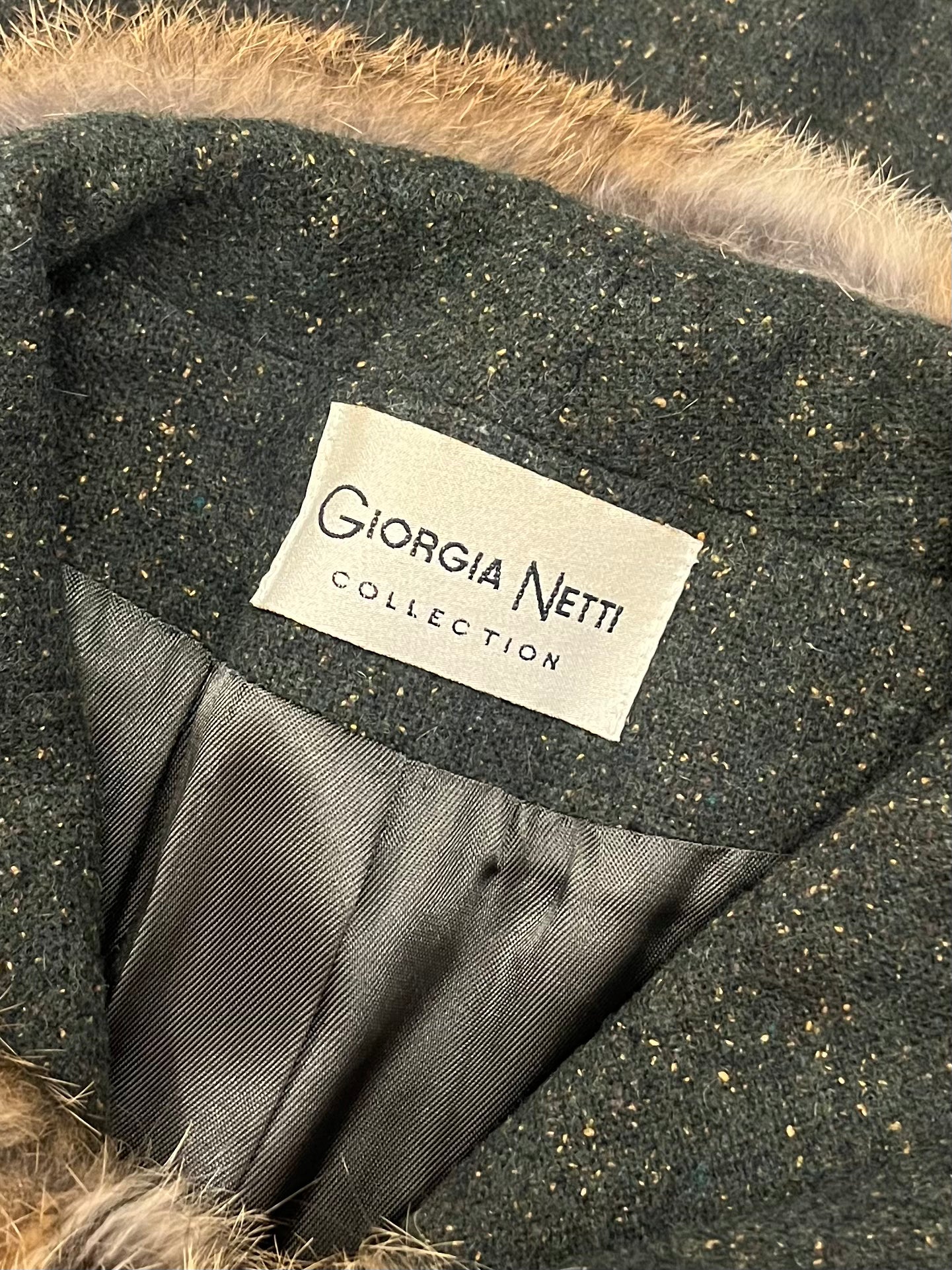 Compleu vintage din lână cu păr natural mărimea S