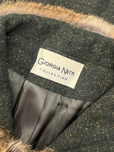 Compleu vintage din lână cu păr natural mărimea S
