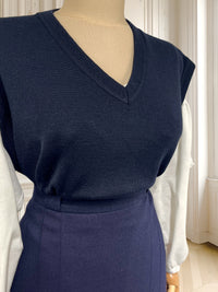 Vestă bleumarin din amestec de lână mărimea XL
