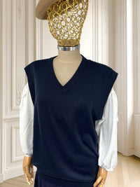Vestă bleumarin din amestec de lână mărimea XL